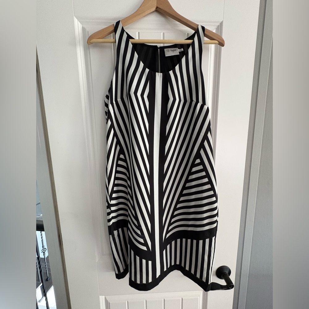 J Taylor, size 6. Black and White Striped Dress